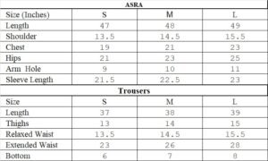 ASRA Size Chart