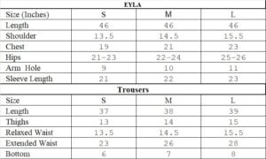 EYLA Size Chart